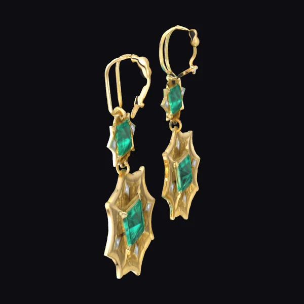 Emerald Gold Earrings