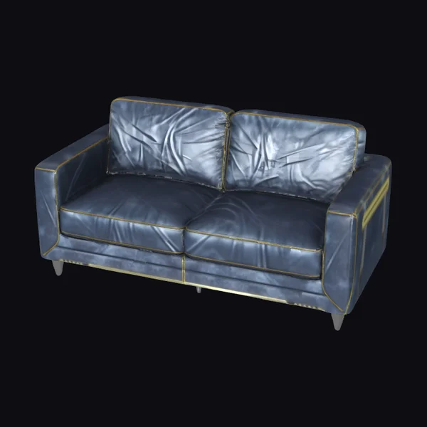 Worn Leather Two-Seater Sofa