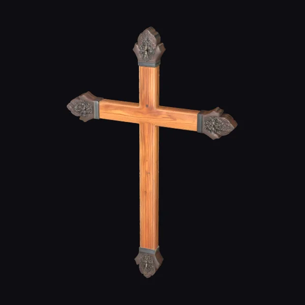 Wooden Cross with Metal