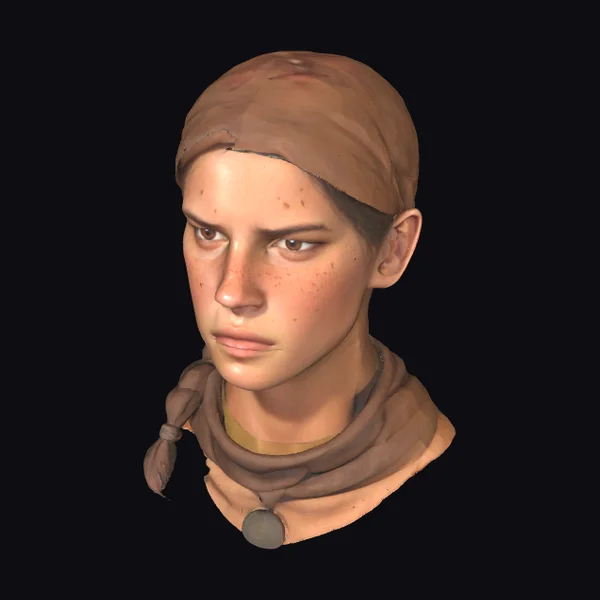 Woman with Brown Headscarf