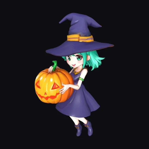 Witch Holding Pumpkin
