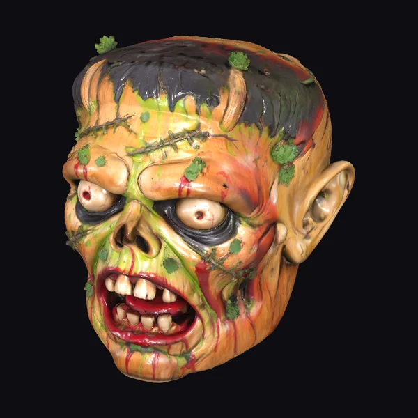 Zombie Frankenstein Head