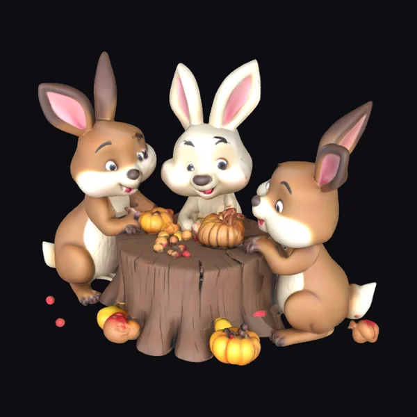 Woodland Creatures Sharing Meal