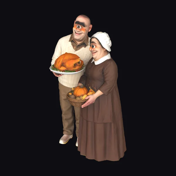 Pilgrim Couple with Turkey