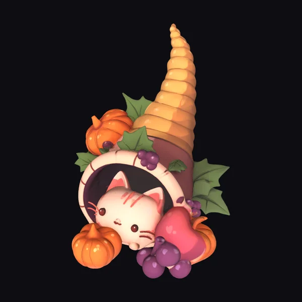 Harvest Kitty Cornucopia