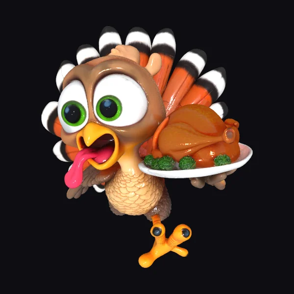Cartoon Turkey with Platter