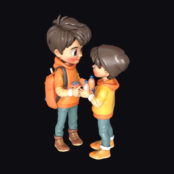 Child Feeding Homeless Friend