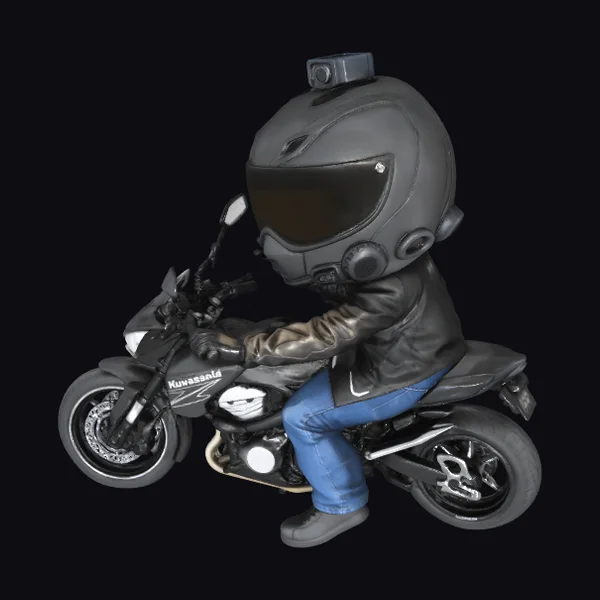 Biker in Black Helmet