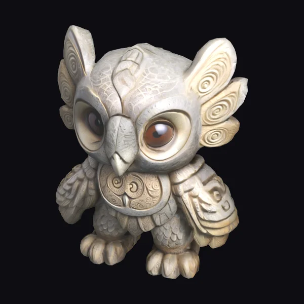 Ancient Stone Owl Idol