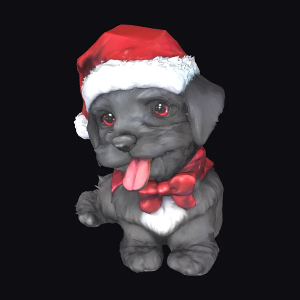 Festive Pup in Santa Hat