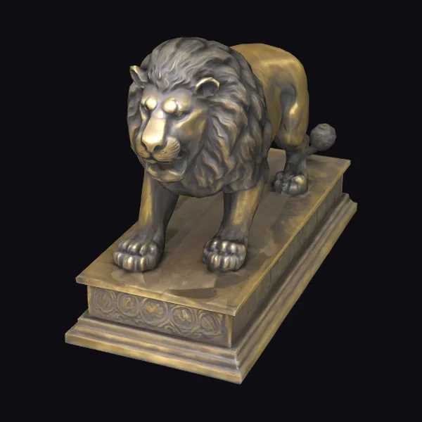 Ancient Bronze Lion Sculpture