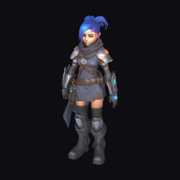 Blue-Haired Female Warrior