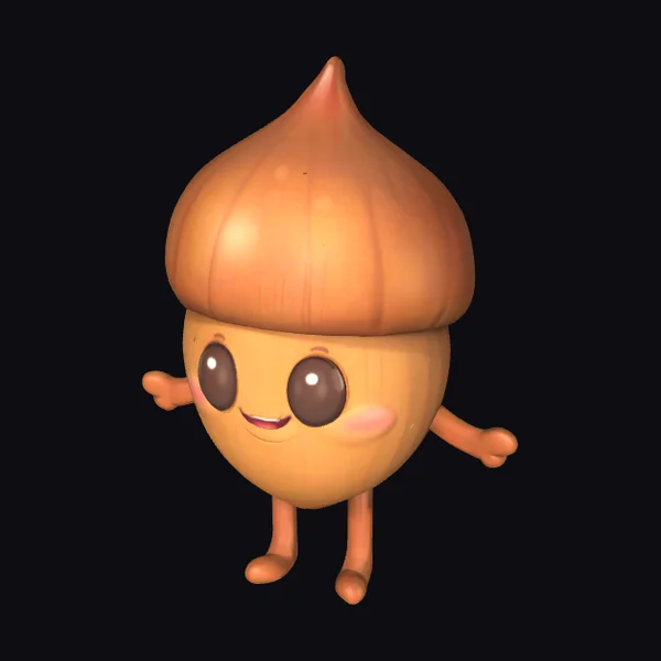 Smiling Acorn Character
