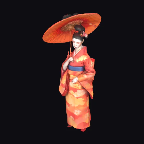 Woman with Paper Umbrella