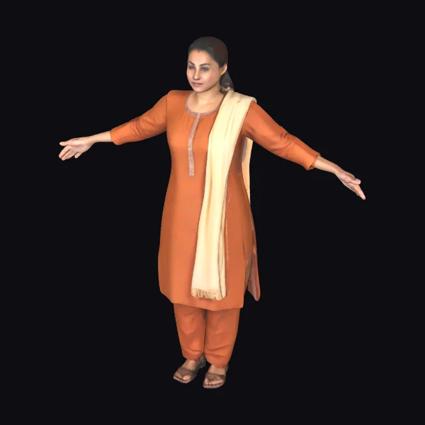 Woman in Orange Salwar