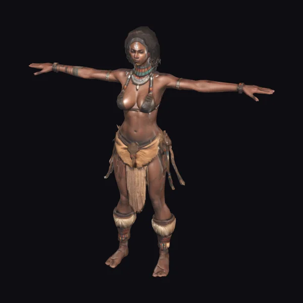 African Warrior Woman T-Pose