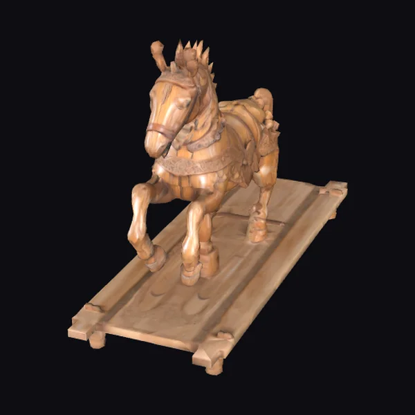 Ancient Wooden Horse Sculpture