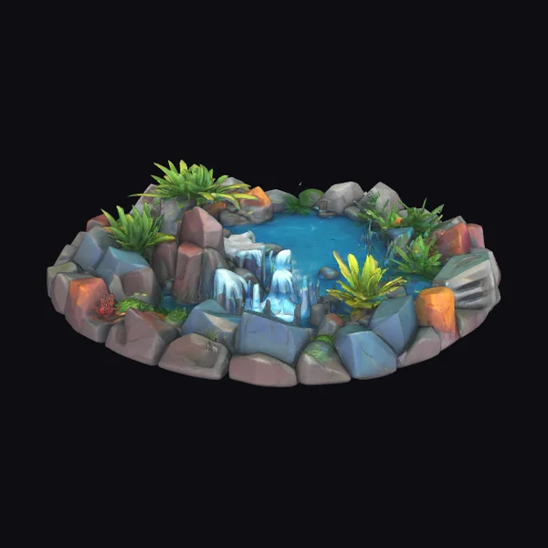 Rocky Pond with Waterfall