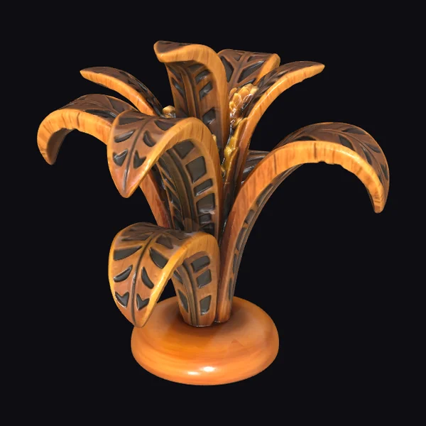 Carved Wooden Plant Figurine