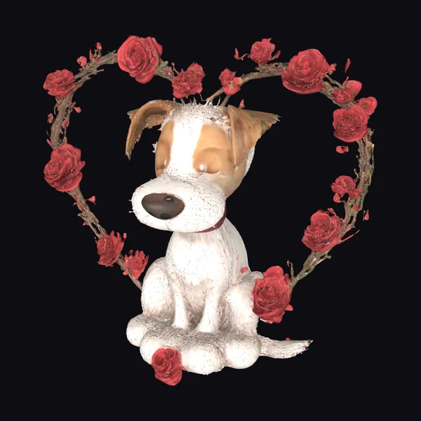 Puppy with Rose Wreath