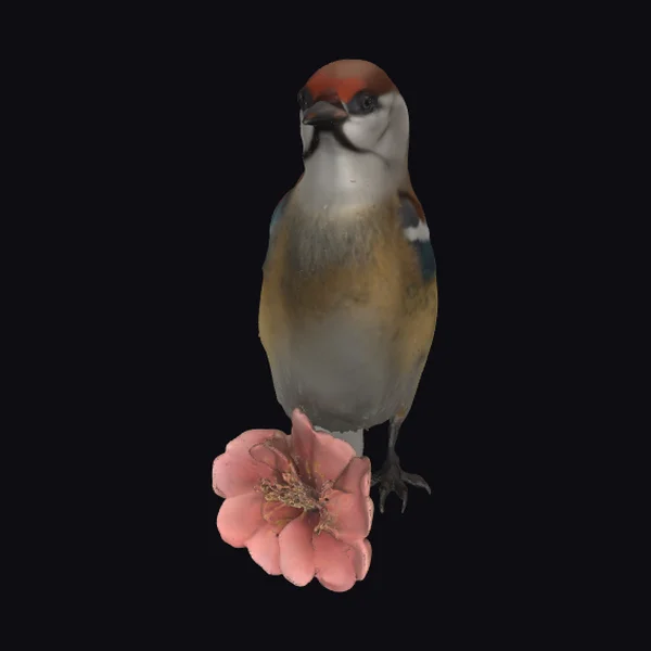 Bird with Pink Flower