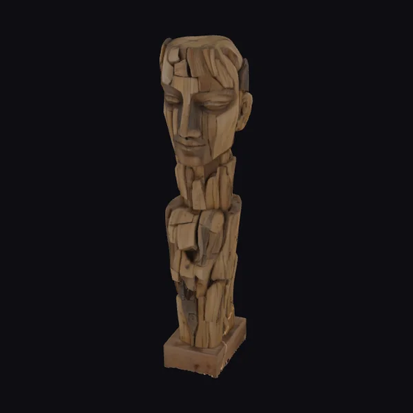 Wooden Human Bust Sculpture