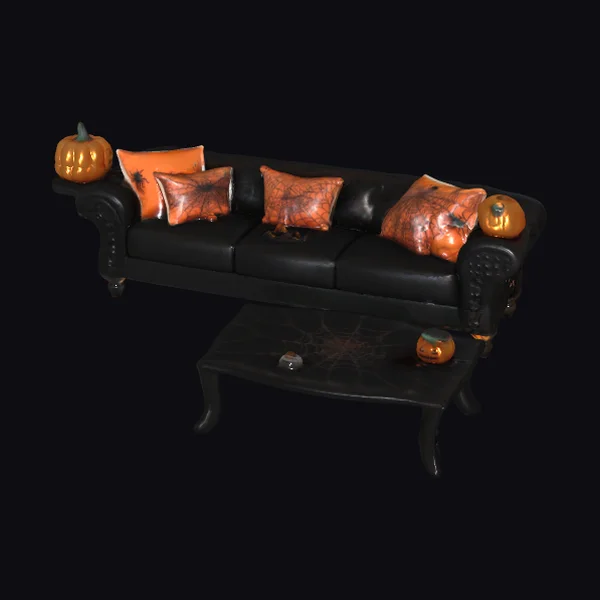 Black Leather Halloween Sofa