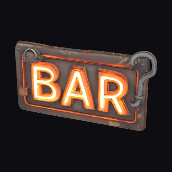 Rusty Neon Bar Sign