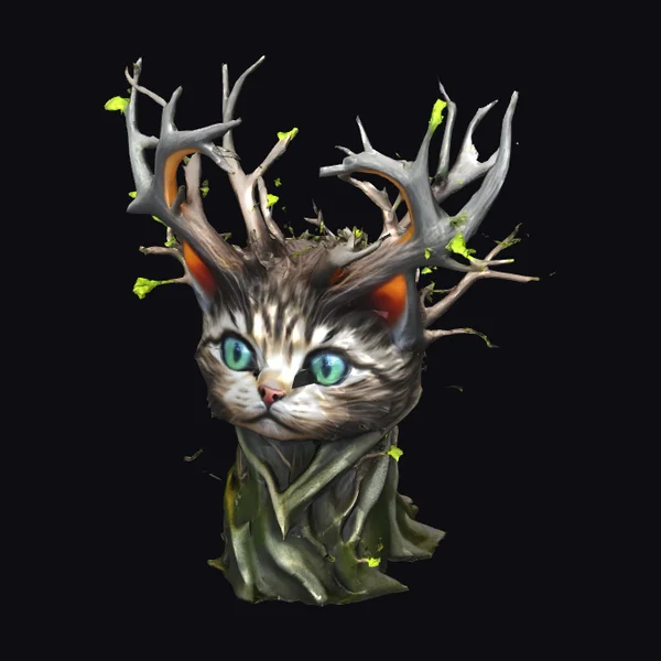 Whimsical Feline Forest Spirit