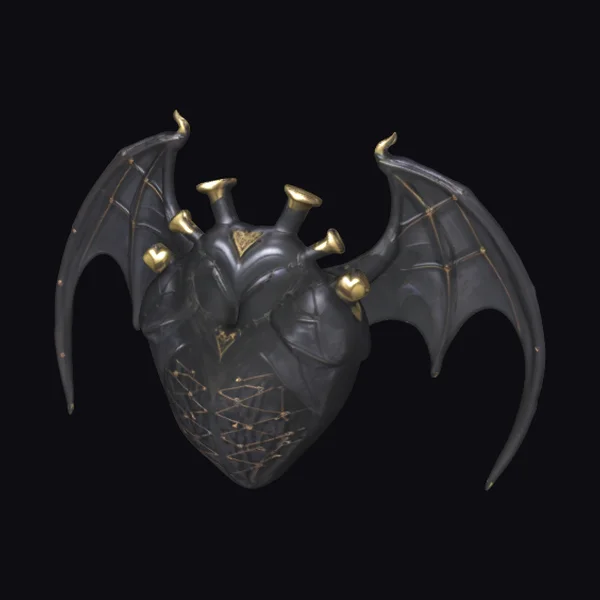Bat Winged Heart Sculpture