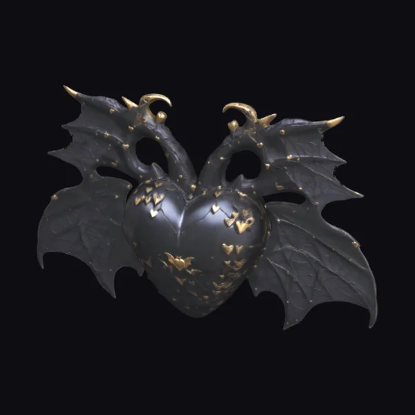 Bat Winged Heart Sculpture