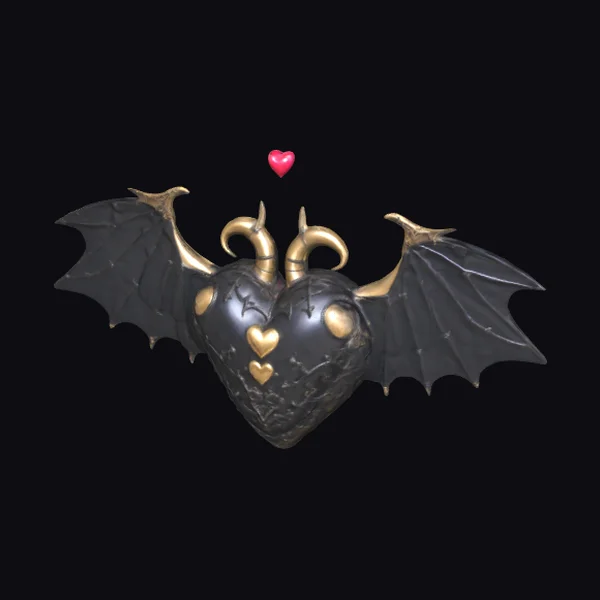 Bat Winged Heart Sculpture