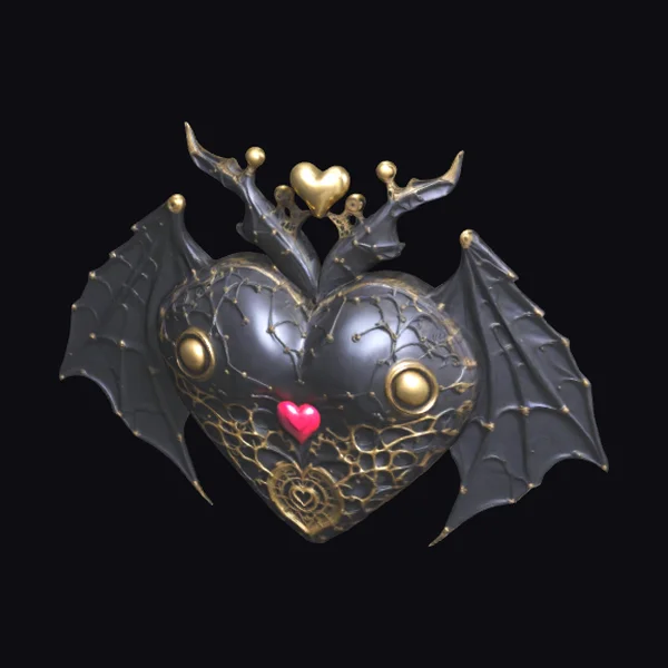Bat Winged Heart Sculpture