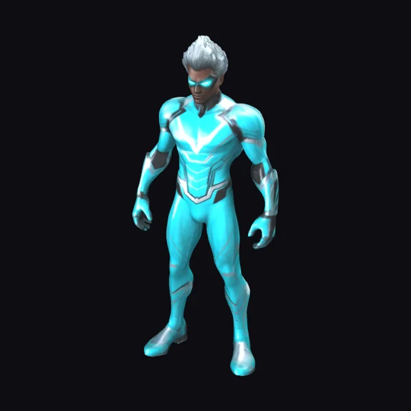 Sleek Superhero in Cyan