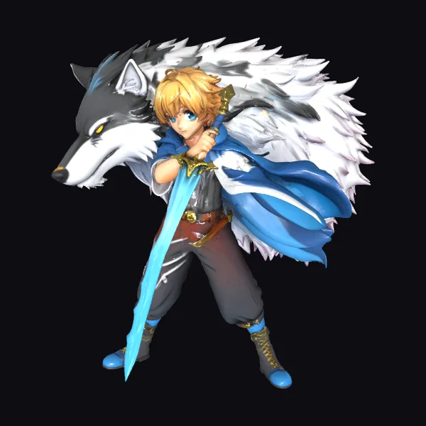 Warrior with Wolf Companion