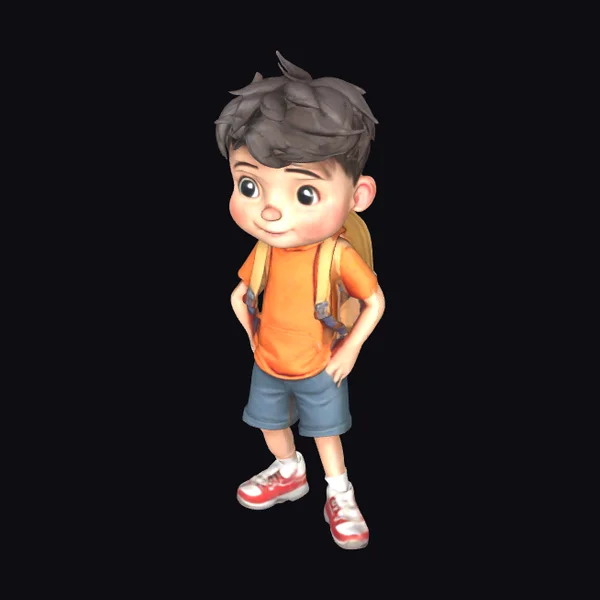 Cartoon Young Boy Explorer