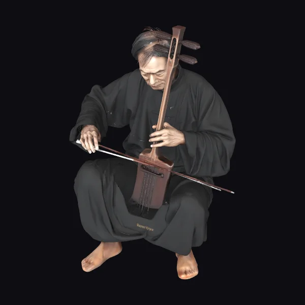 Asian Man Playing Instrument