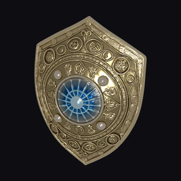 Golden Shield with Blue Gem