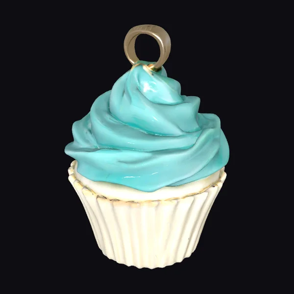Teal Cupcake Pendant