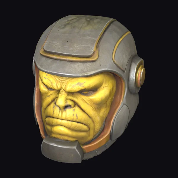 Yellow Helmeted Alien Head