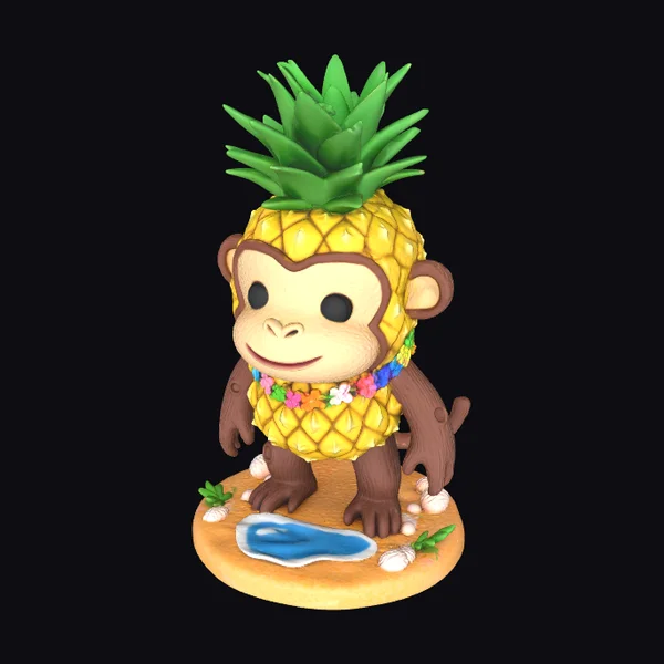 Pineapple Monkey Figurine
