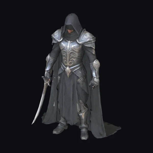 Man in Black Cloaked Armor