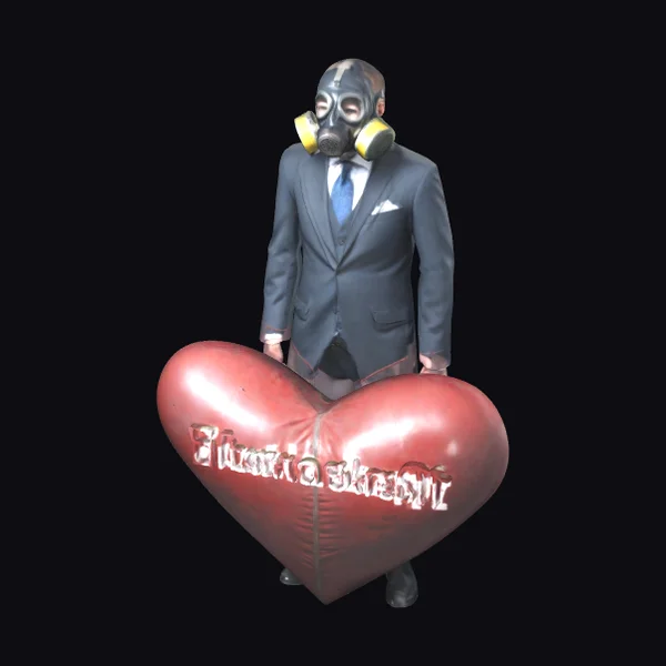 Man in Business Suit Gas Mask