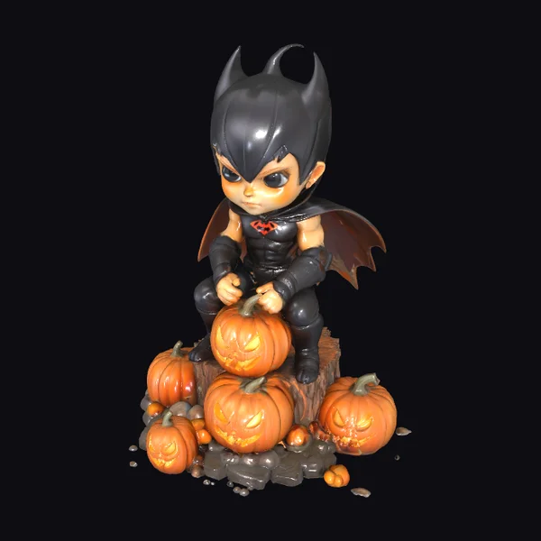 Bat Boy with Pumpkins