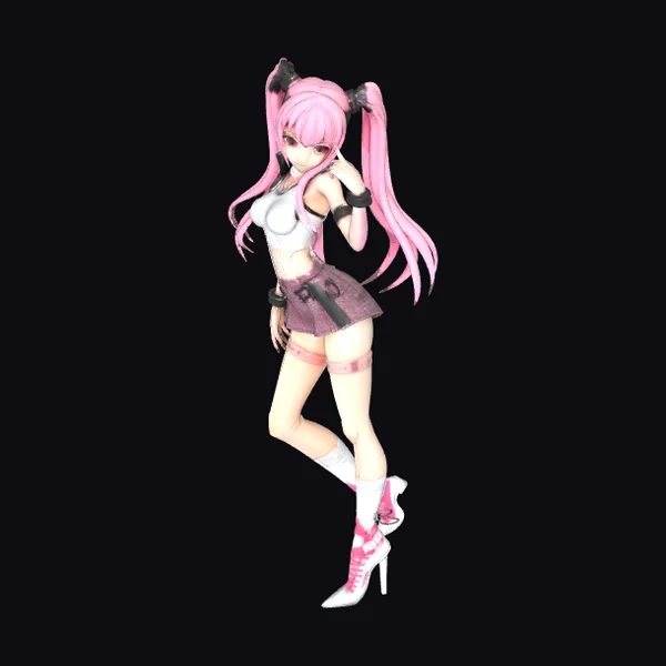 Pink Anime Girl Figurine
