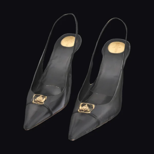 Black Patent Slingback Heels