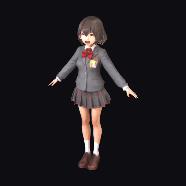 Schoolgirl in Gray Uniform