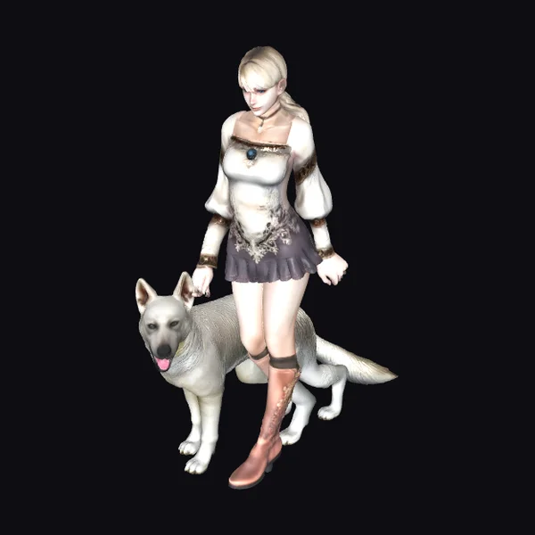 Woman with Gray Wolf