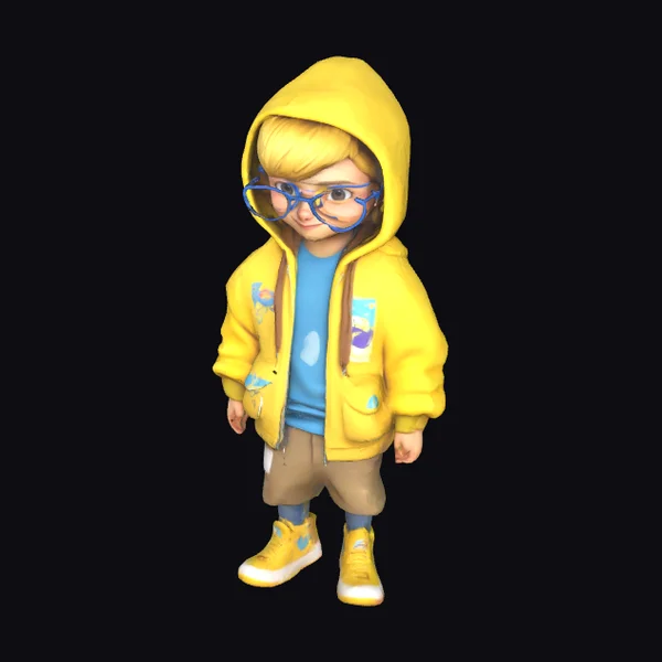 Blond Boy in Yellow Hoodie