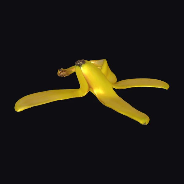 Banana Peel on Blue Background